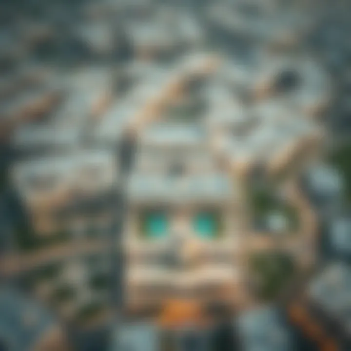 Aerial view of مجمع زايد المزهر showcasing its unique architecture and layout